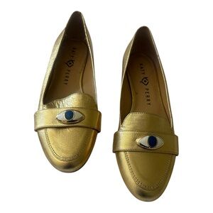 Katy Perry Collections Gold Flats with Blue Accent